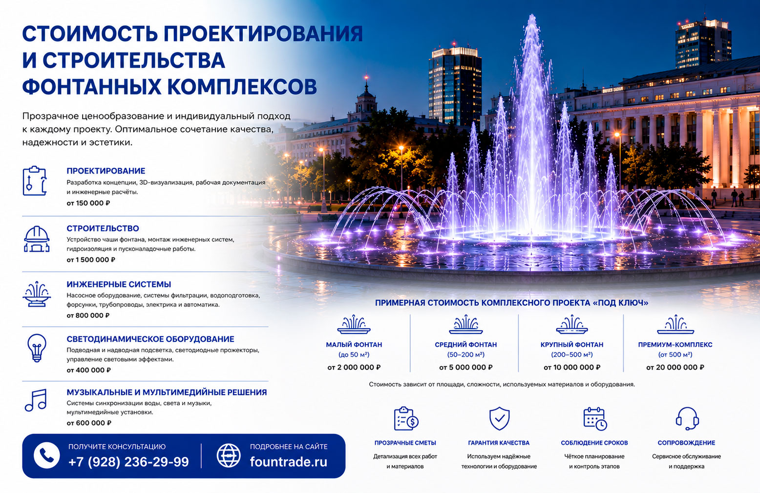 Стоимость проектирования и строительства фонтанных комплексов 1 Стоимость проектирования и строительства фонтанных комплексов