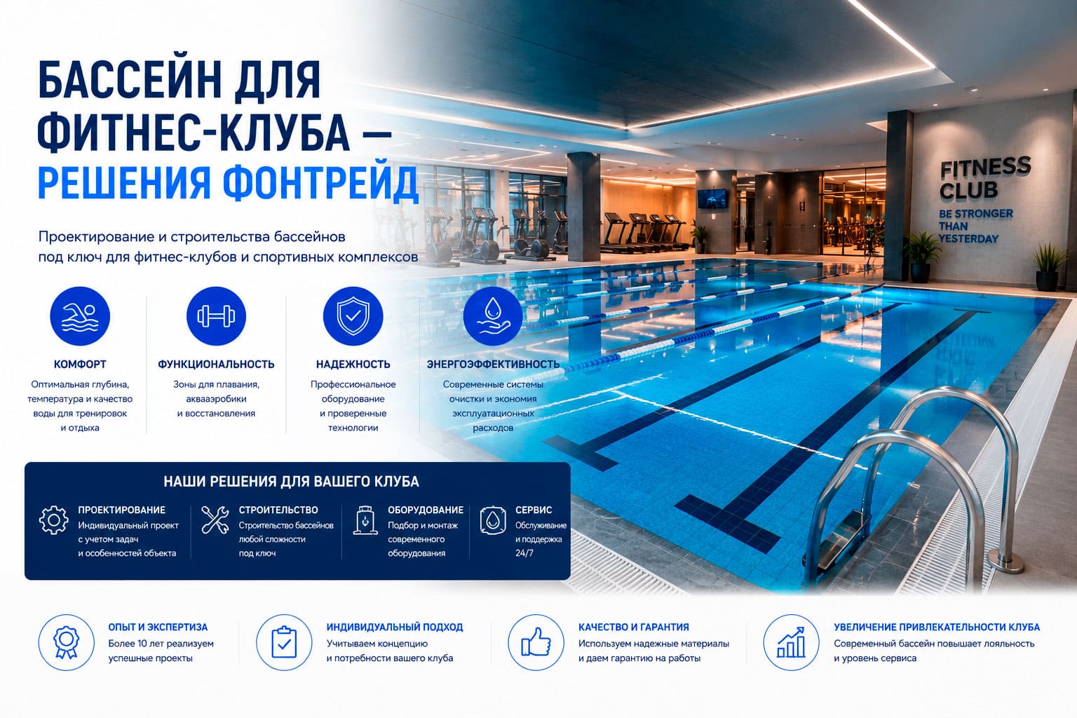 Бассейн для фитнес-клуба — решения Фонтрейд 2 Бассейн для фитнес-клуба — решения Фонтрейд