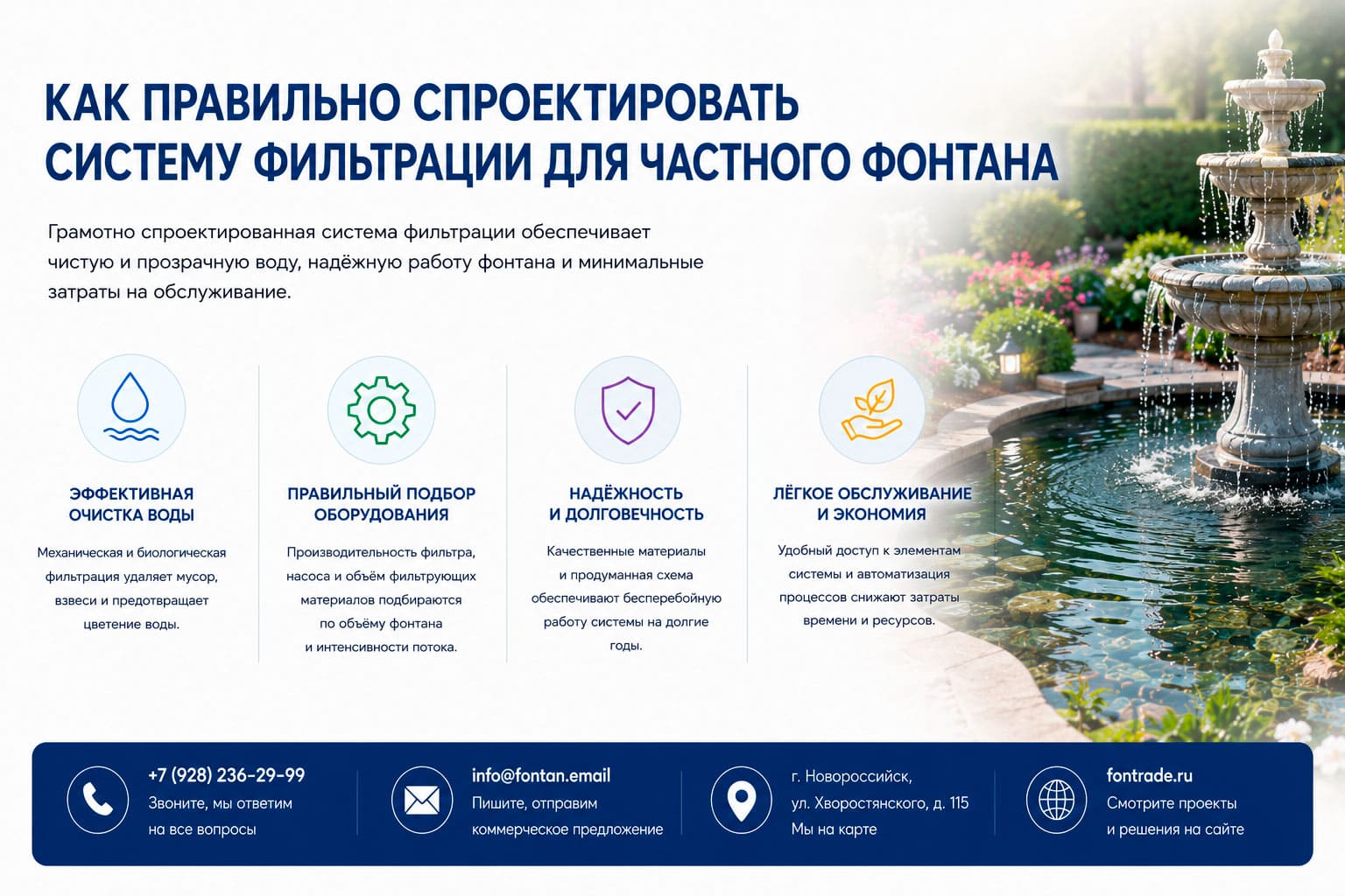 Как правильно спроектировать систему фильтрации для частного фонтана 1 Как правильно спроектировать систему фильтрации для частного фонтана