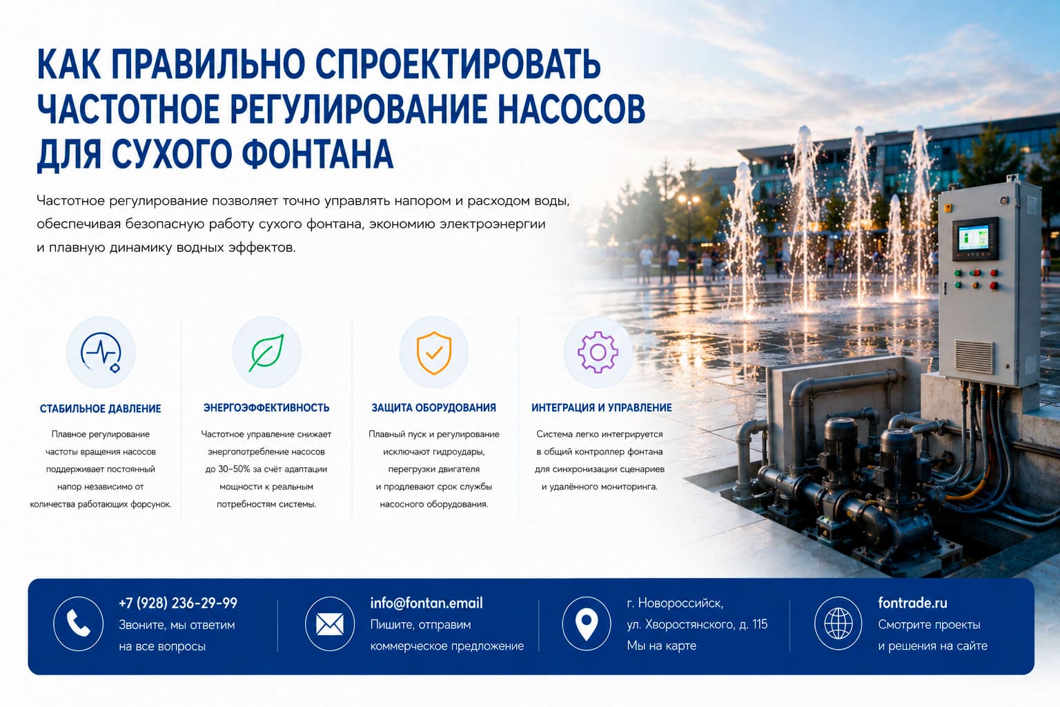 Как правильно спроектировать частотное регулирование насосов для сухого фонтана 1 Как правильно спроектировать частотное регулирование насосов для сухого фонтана