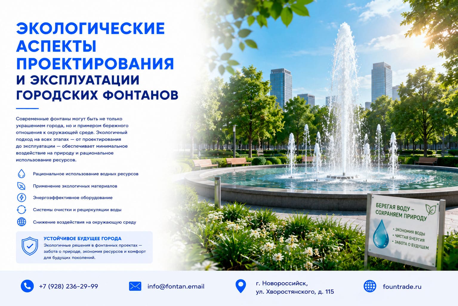 Экологические аспекты проектирования и эксплуатации городских фонтанов 1 Экологические аспекты проектирования и эксплуатации городских фонтанов