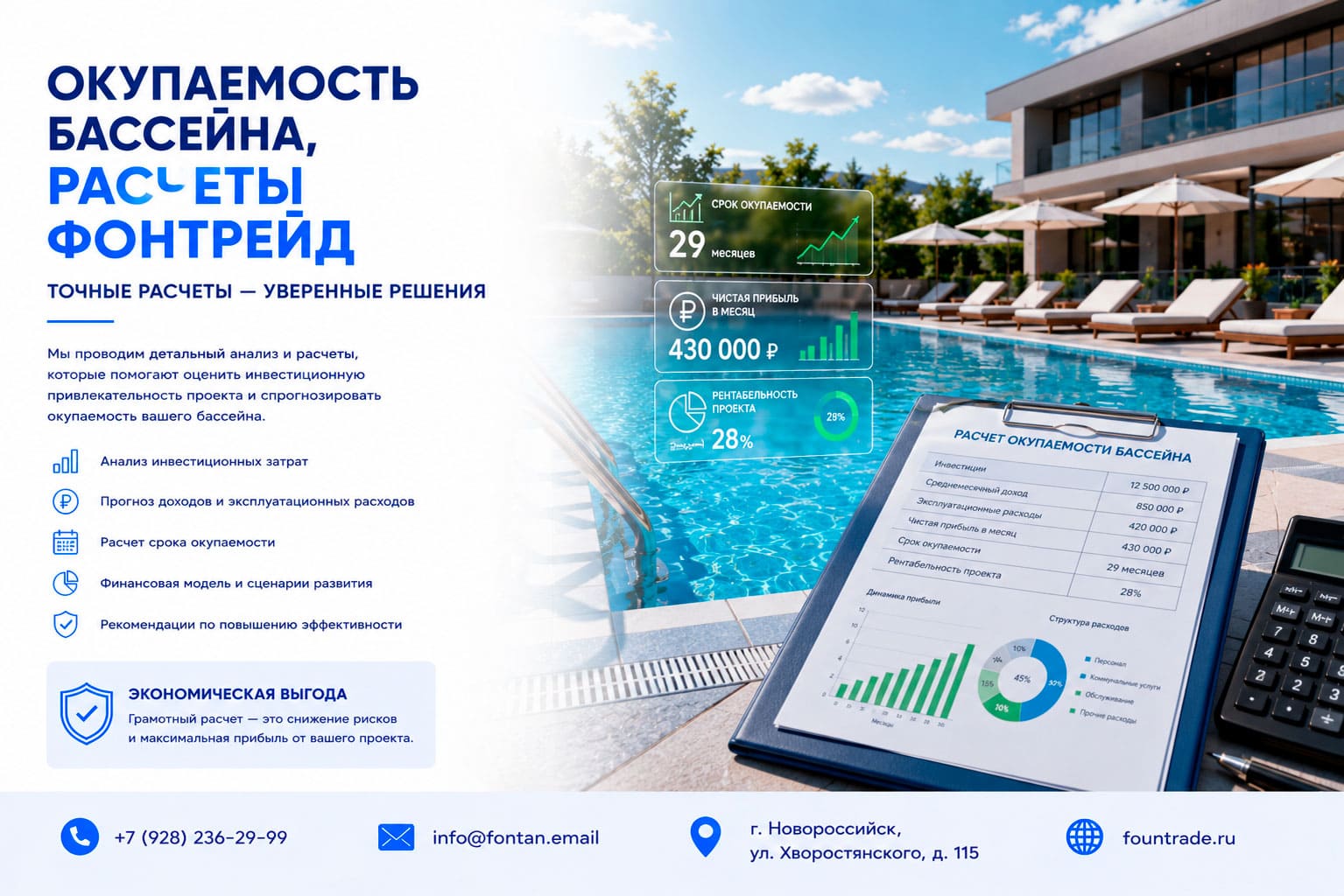 Окупаемость бассейна, расчеты Фонтрейд 2 Окупаемость бассейна, расчеты Фонтрейд