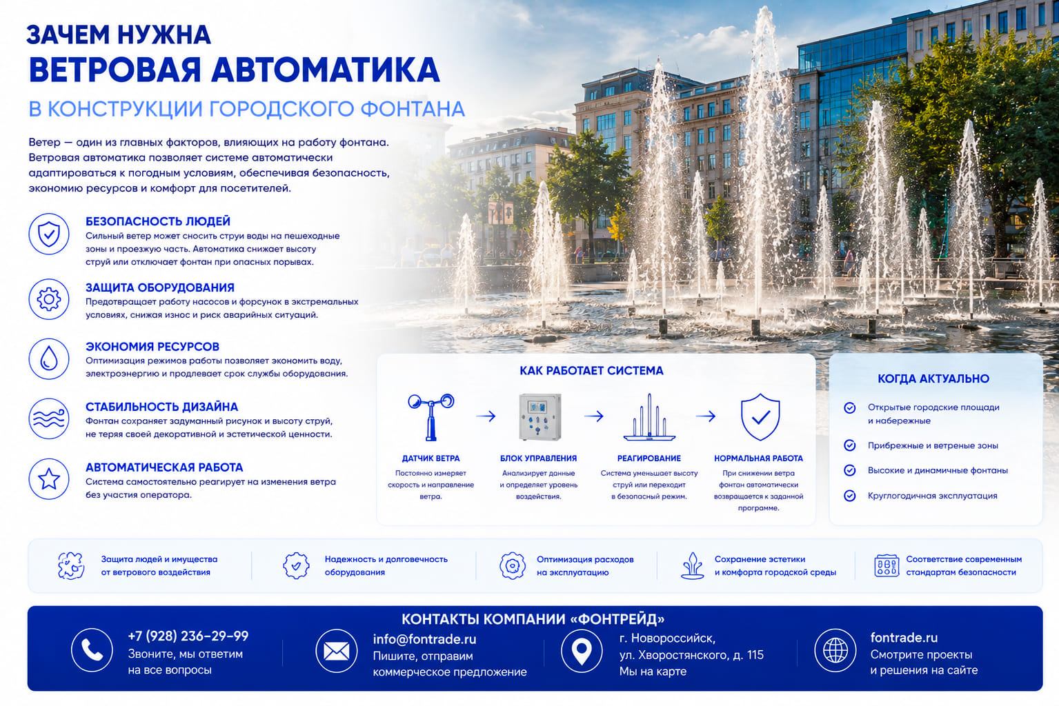 Зачем нужна ветровая автоматика в конструкции городского фонтана 6 Зачем нужна ветровая автоматика в конструкции городского фонтана