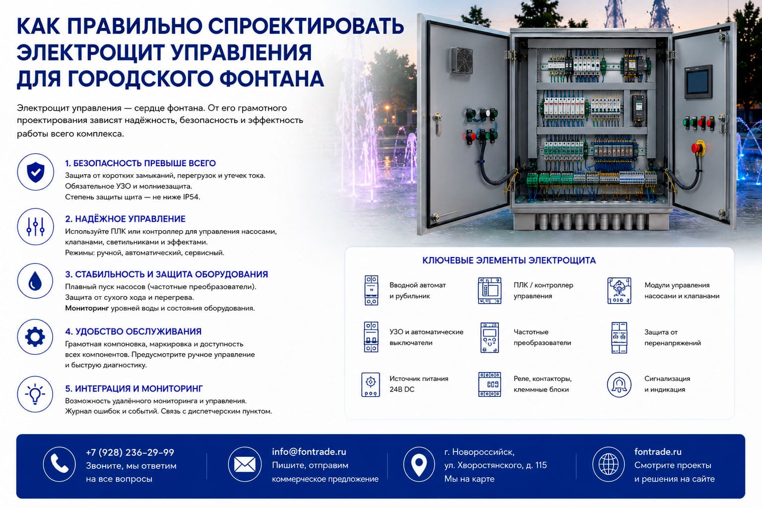 Как правильно спроектировать электрощит управления для городского фонтана 2 Как правильно спроектировать электрощит управления для городского фонтана