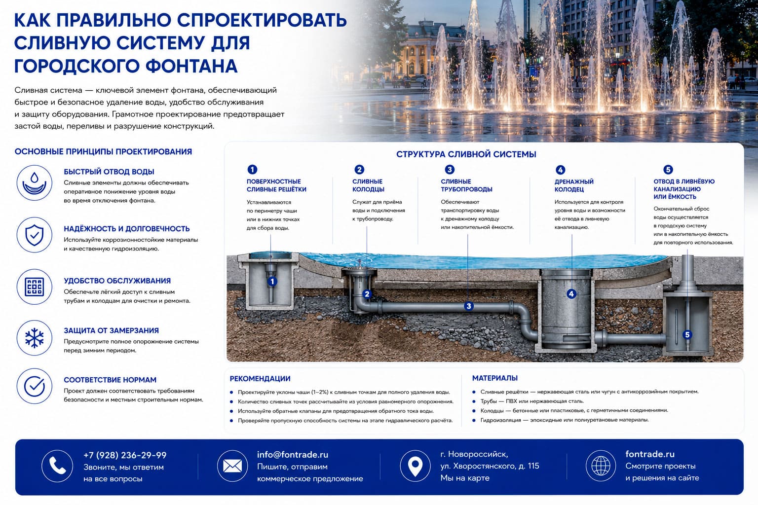 Как правильно спроектировать сливную систему для городского фонтана 3 Как правильно спроектировать сливную систему для городского фонтана
