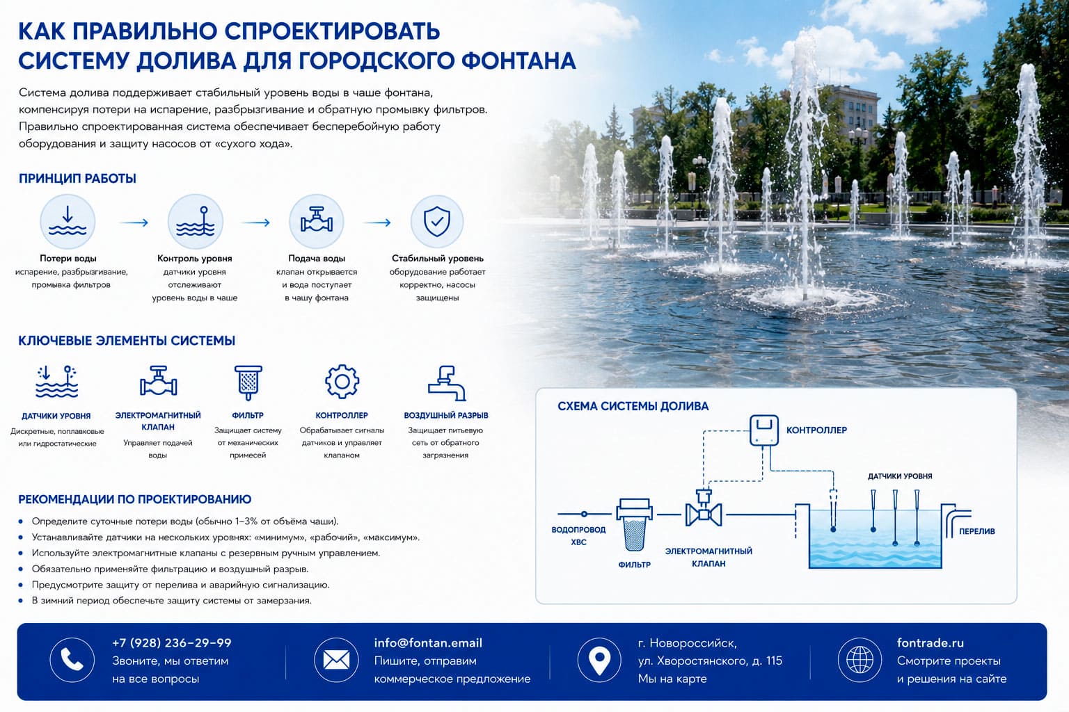 Как правильно спроектировать систему долива для городского фонтана 1 Как правильно спроектировать систему долива для городского фонтана