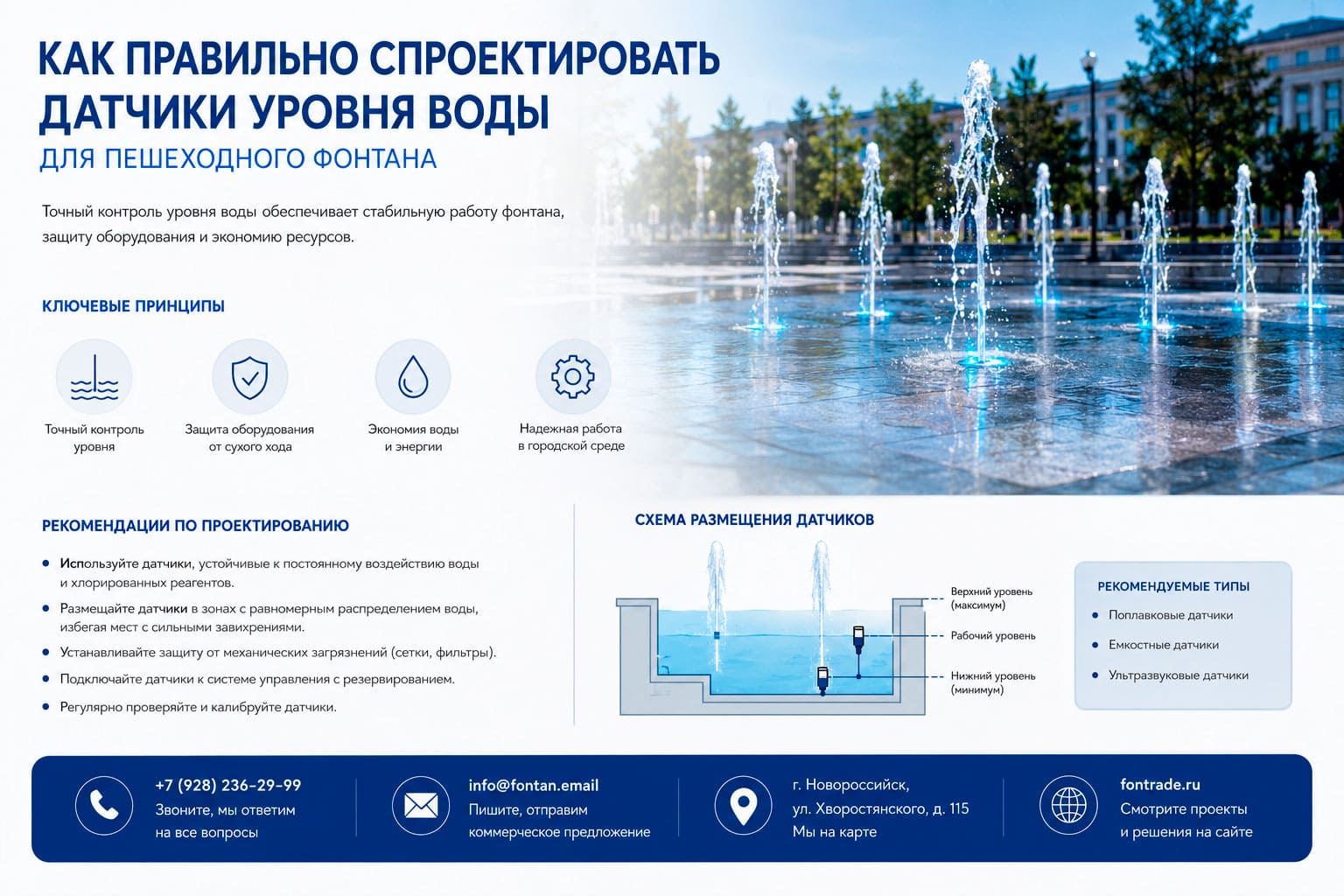 Как правильно спроектировать датчики уровня воды для пешеходного фонтана 1 Как правильно спроектировать датчики уровня воды для пешеходного фонтана