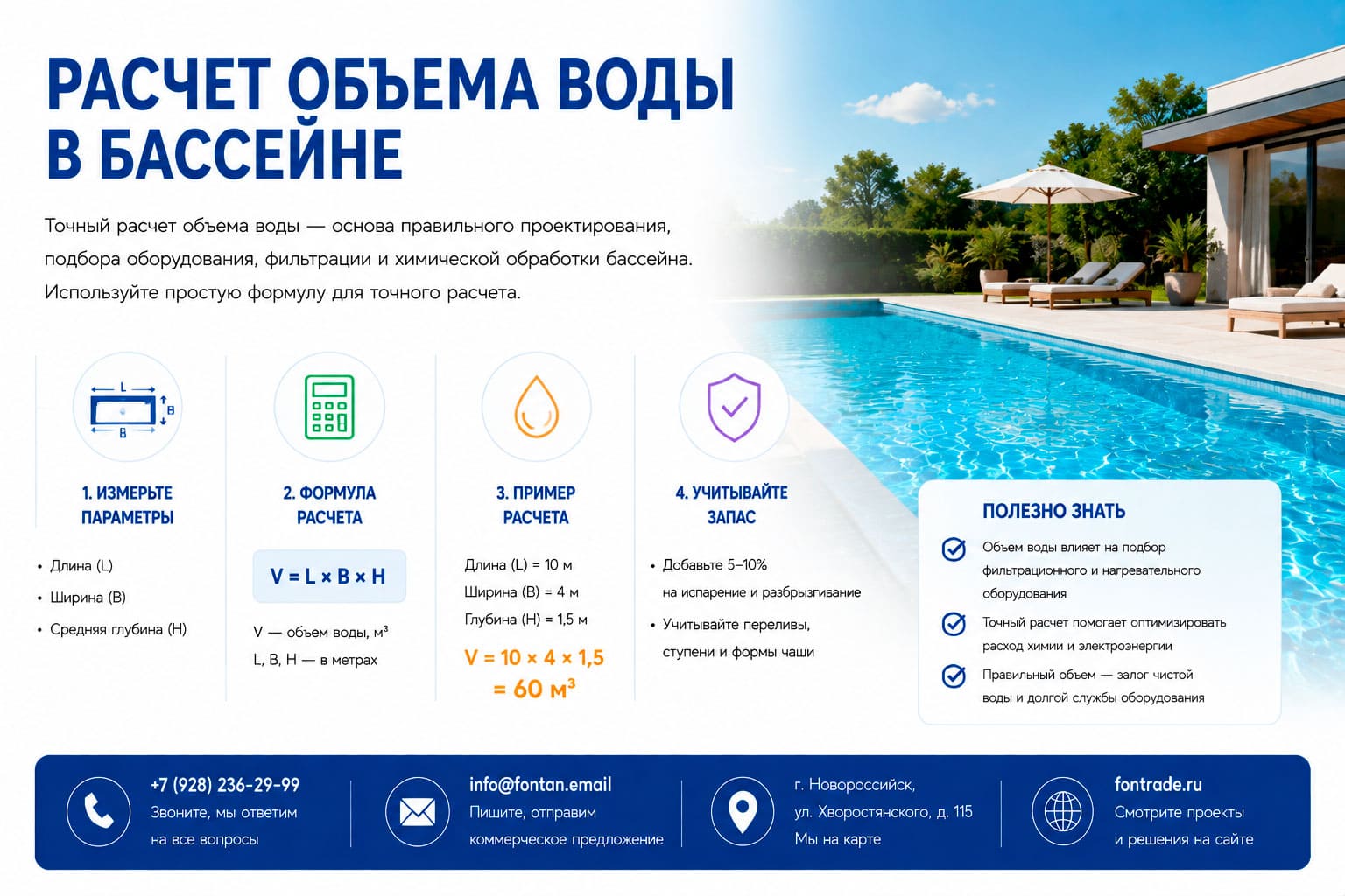 Расчет объема воды в бассейне 1 Расчет объема воды в бассейне