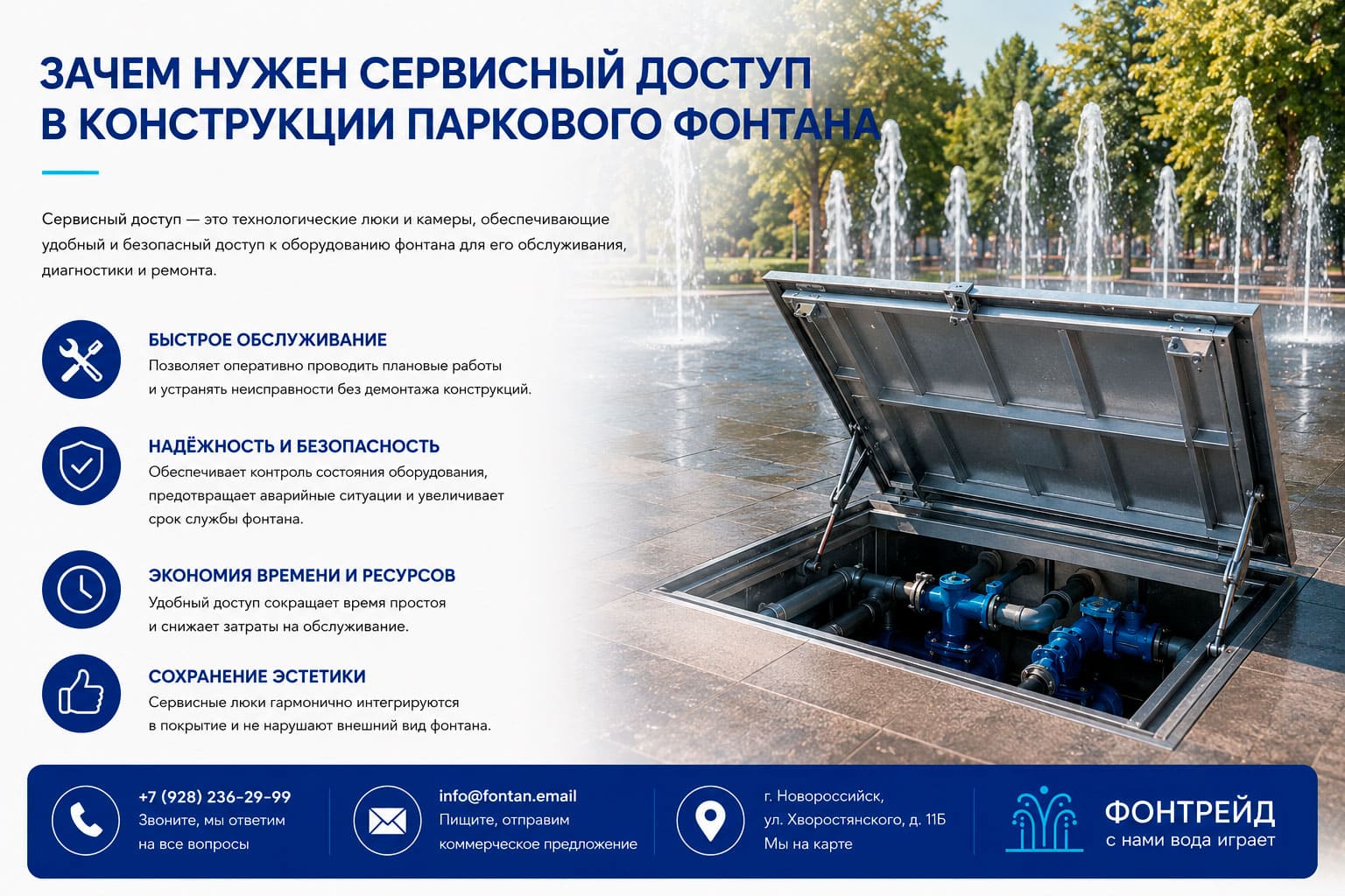 Зачем нужен сервисный доступ в конструкции паркового фонтана 1 Зачем нужен сервисный доступ в конструкции паркового фонтана