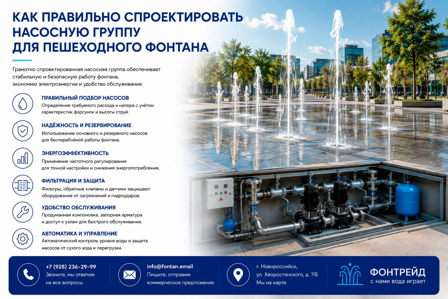 Как правильно спроектировать насосную группу для пешеходного фонтана 1 Как правильно спроектировать насосную группу для пешеходного фонтана