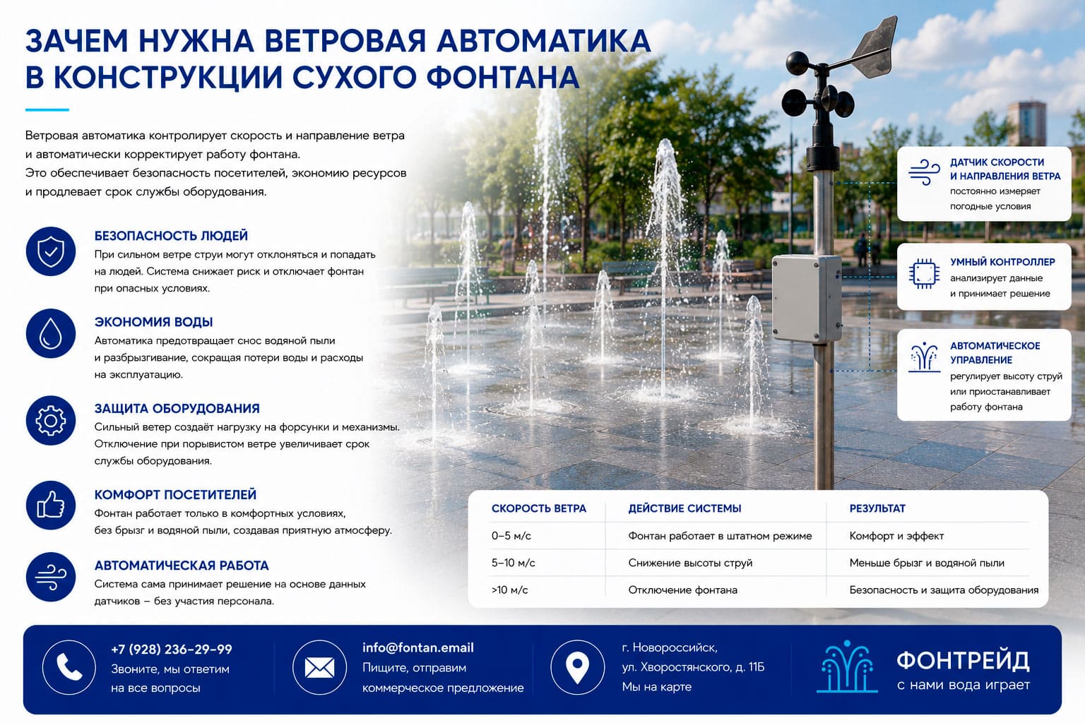 Зачем нужна ветровая автоматика в конструкции сухого фонтана 5 24 08