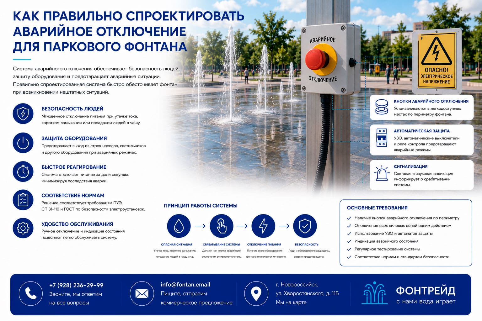 Как правильно спроектировать аварийное отключение для паркового фонтана 4 Как правильно спроектировать аварийное отключение для паркового фонтана