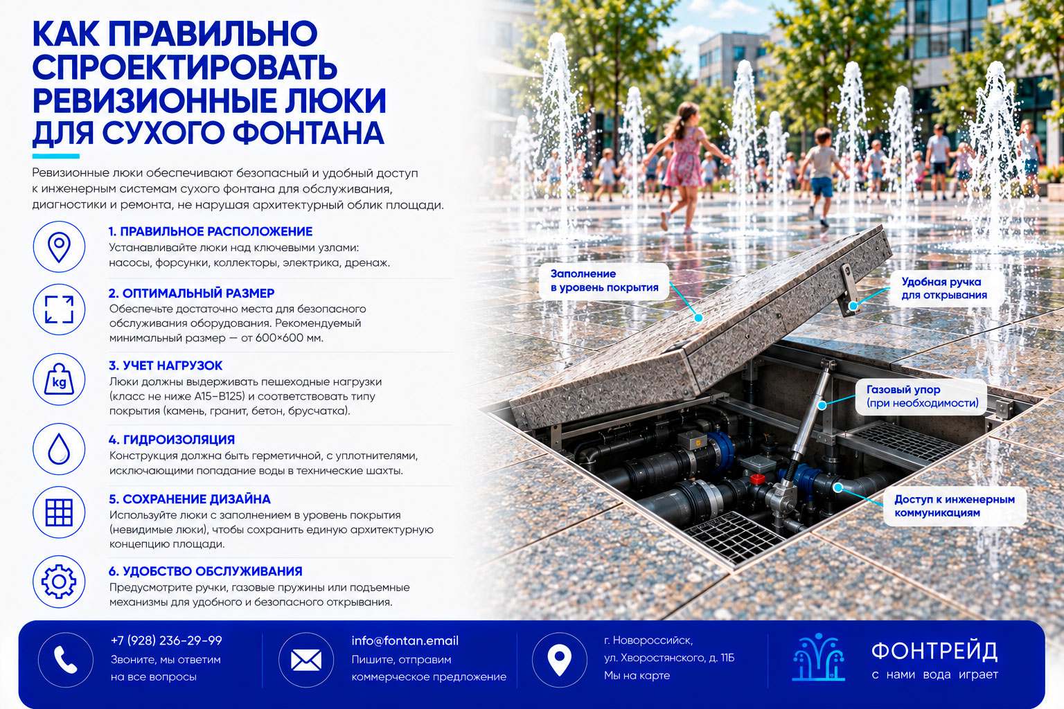 Как правильно спроектировать ревизионные люки для сухого фонтана 3 Как правильно спроектировать ревизионные люки для сухого фонтана