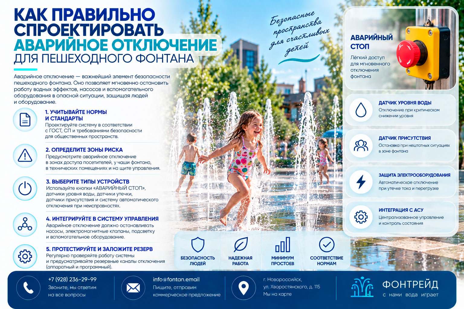 Как правильно спроектировать аварийное отключение для пешеходного фонтана 1 Как правильно спроектировать аварийное отключение для пешеходного фонтана
