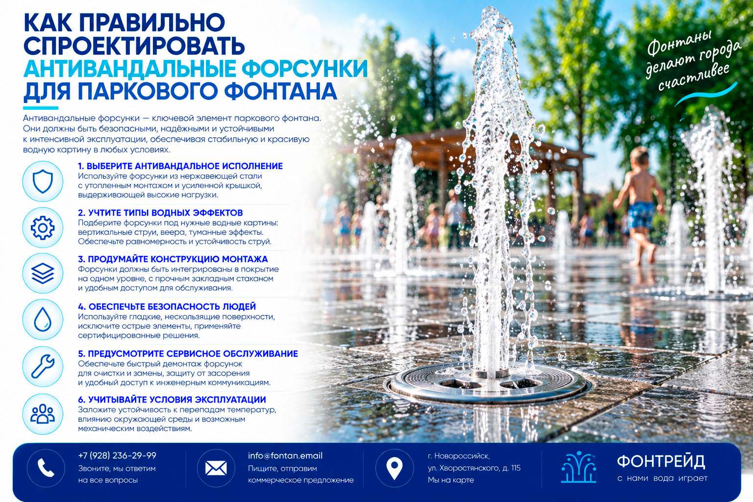 Как правильно спроектировать антивандальные форсунки для паркового фонтана 3 Как правильно спроектировать антивандальные форсунки для паркового фонтана