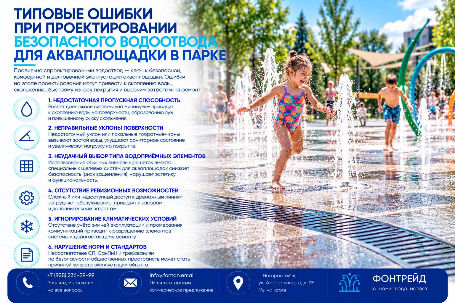 Типовые ошибки при проектировании безопасного водоотвода для акваплощадки в парке 2 Типовые ошибки при проектировании безопасного водоотвода для акваплощадки в парке