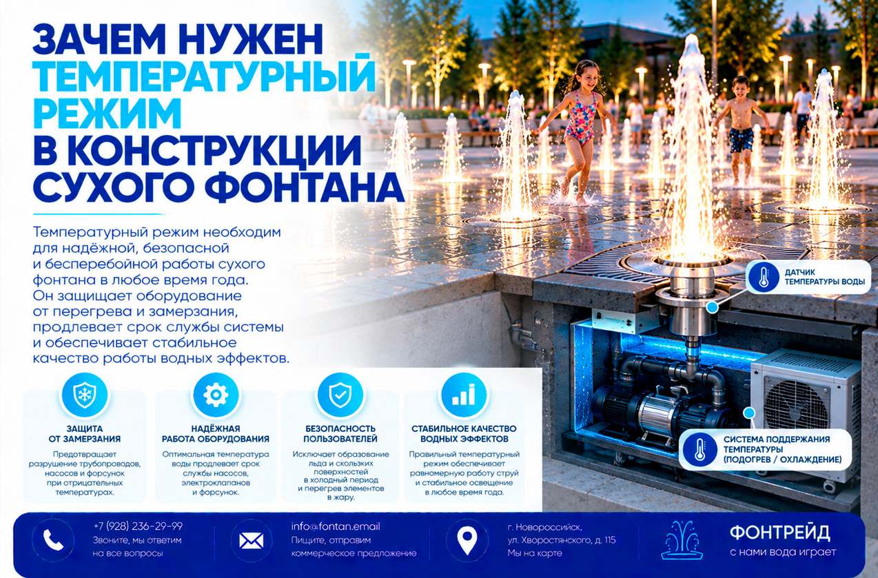 Зачем нужен температурный режим в конструкции сухого фонтана 3 Зачем нужен температурный режим в конструкции сухого фонтана