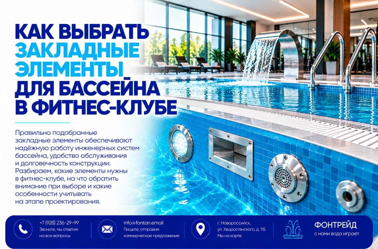 Как выбрать закладные элементы для бассейна в фитнес-клубе 2 Как выбрать закладные элементы для бассейна в фитнес-клубе