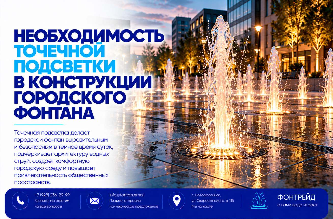 Необходимость точечной подсветки в конструкции городского фонтана 1 Необходимость точечной подсветки в конструкции городского фонтана