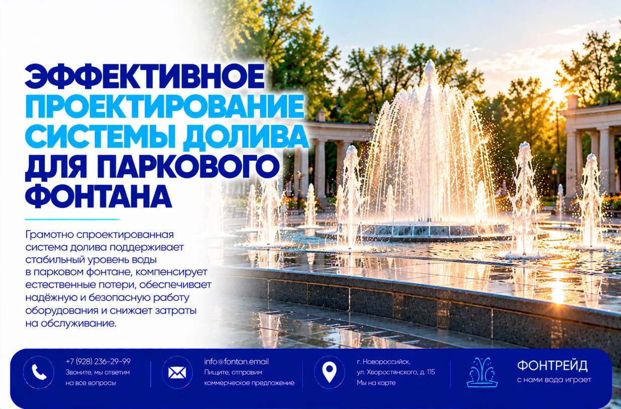Эффективное проектирование системы долива для паркового фонтана 1 Эффективное проектирование системы долива для паркового фонтана